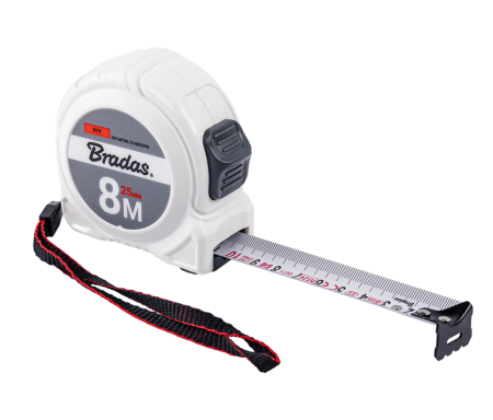 Svinovací metr 8m-25mm bílý BRADAS